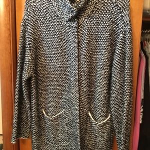 Eileen Fisher, large, black and white knit